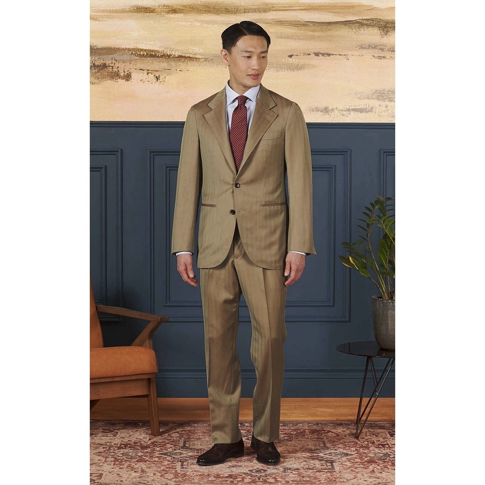 Spier & MacKay Men's Tan 36S/30 Super 130's Zignone Solaro Neo Cut Suit Unhemmed